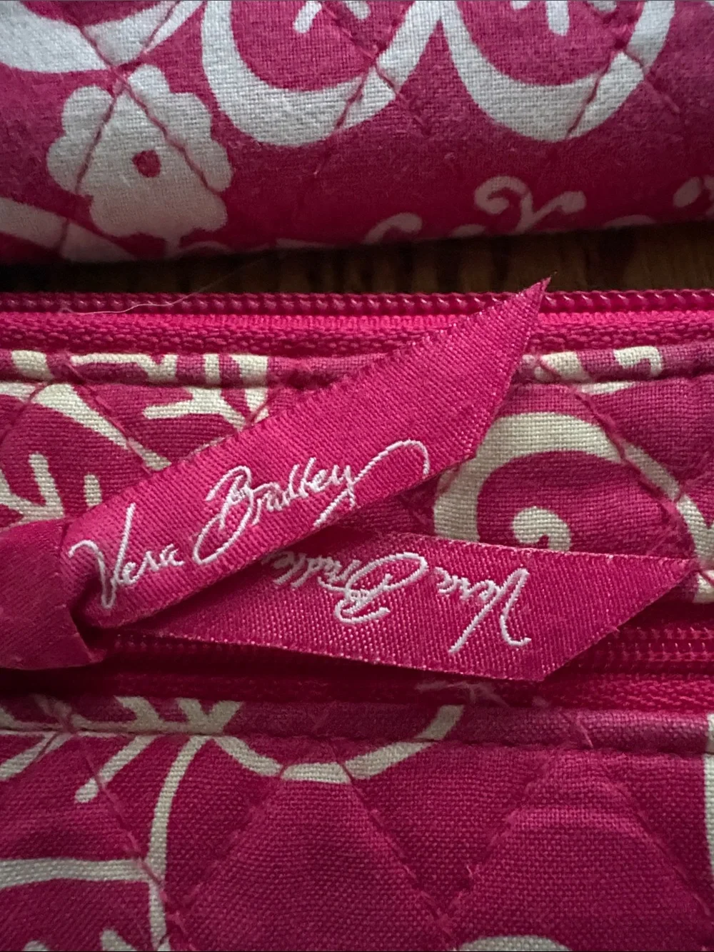 Vera Bradley Raspberry Pink Floral Quilted Wallet & Zip Wristlet Two for One! - Picture 2 of 7